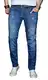A. Salvarini Designer Herren Jeans Hose Basic Stretch Jeanshose Regular Slim [AS033 - Blau - Used - W33 L32]