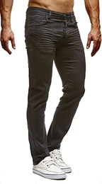 Herren Jeans Hose Slim Fit Denim Blaue graue Lange Jeanshose für Männer Coole Jungen weiße Stretch Freizeithose Schwarze Cargo Chino Sommer Winter Basic LN307SC-RF Schwarz W31/L32