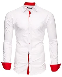 Herren Hemd, TwoFace Weiß/Ärmel Rot M