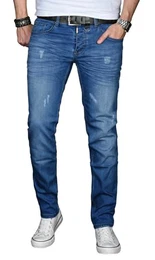Herren Slim Fit Jeans Hose Denim Stretch-Jeans Jeanshose Washed [AS033 - Blau - Used - W29 L30]