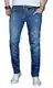 ALESSANDRO SALVARINI Herren Slim Fit Jeans Hose Denim Stretch-Jeans Jeanshose Washed [AS033 - Blau - Used - W29 L30]