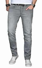 A. Salvarini Designer Herren Jeans Hose Basic Stretch Jeanshose Regular Slim [AS029 - Hellgrau - W32 L32]
