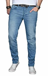A. Salvarini Designer Herren Jeans Hose Basic Stretch Jeanshose Regular Slim [AS026 - Hellblau - W34 L34]
