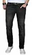 A. Salvarini Designer Herren Jeans Hose Basic Stretch Jeanshose Regular Slim [AS027 - Schwarz - Washed - W31 L34]