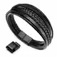 armband herren,herren Armband,lederarmband herren,herren lederarmband,lederarmband für männer,edelstahl magnetverschluss (leder schwarz mit extra Glied)