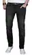 ALESSANDRO SALVARINI Herren Slim Fit Jeans Hose Denim Stretch-Jeans Jeanshose Washed [AS027 - Schwarz - Washed - W32 L32]
