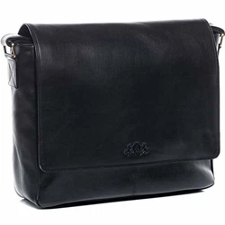 SID & VAIN Laptoptasche Messenger Bag Spencer 15 Zoll Laptopfach schwarz