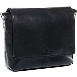Messenger Bag echt Leder Laptoptasche Spencer groß Businesstasche Umhängetasche Laptopfach 15.6'' Ledertasche Herren schwarz