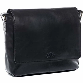 SID & VAIN Laptoptasche Messenger Bag Spencer 15 Zoll Laptopfach schwarz