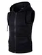 YCHENG Herren Sport Freizeit Kapuzensweatshirt mit Reißverschluss Ärmellos Shirts Weste, Schwarz, M