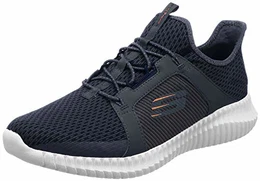 Herren Elite Flex-52640 Slip On Sneaker, Blau (Navy/Orange), 43 EU
