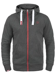 !Solid Benn High-Neck Herren Sweatjacke Kapuzenjacke Hoodie Mit Kapuze Reißverschluss Und Fleece-Innenseite, Größe:M, Farbe:Med Grey (8254)