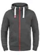 !Solid Benn High-Neck Herren Sweatjacke Kapuzenjacke Hoodie Mit Kapuze Reißverschluss Und Fleece-Innenseite, Größe:M, Farbe:Med Grey (8254)