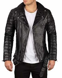 Herren Jacke - RS001LUX Black gen. Leather - Silver Zipper M