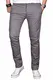 A. Salvarini Herren Designer Chino Stretch Stoff Hose Chinohose Regular Slim mit Elasthananteil AS024 [AS-024-Grau-W38 L32]