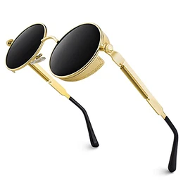Retro Runde Steampunk Polarisierte Sonnenbrille UV400