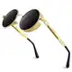 GQUEEN Retro Runde Steampunk Polarisierte Sonnenbrille UV400
