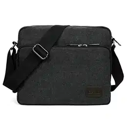 Umhängetasche Herren, Mittel Schultertasche Messenger Bag, Casual Vintage Stoff Rucksack.12 inch * 3.9 inch * 10.2 inch.(schwarz)
