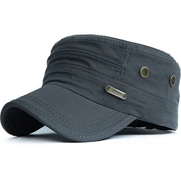 Unisex Army Military Flat Cap Vintage Cotton Baseballmütze Kappe (004Grau)