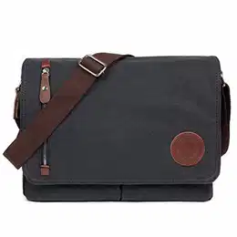 Umhängetasche, Vintage Canvas Schultertasche Herren.(Schwarz)