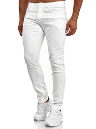 Jeans Herren Slim Fit Stretch Jeanshose Hose Denim 165251 (32W/32L, Weiß)