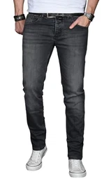 Herren Slim Fit Jeans Hose Denim Stretch-Jeans Jeanshose Washed [AS030 - Dunkelgrau - W32 L32]