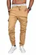 A. Salvarini Herren Hose mit Elasthananteil Cargo Stretch Jogging Pants Slim AS-031 [AS-031-Beige-W32 L32]