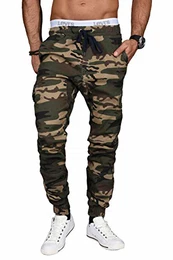 A. Salvarini Herren Hose mit Elasthananteil Cargo Stretch Jogging Pants Slim AS-031 [AS-031-Woodland-W29 L32]