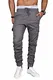 A. Salvarini Herren Hose mit Elasthananteil Cargo Stretch Jogging Pants Slim AS-031 [AS-031-Grau-W29 L32]