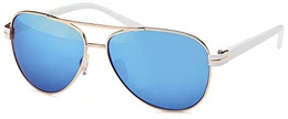 17 Modelle Damen Pilotenbrille Sonnenbrille 70er Jahre Sunglasses Fliegerbrille (White-Blue)