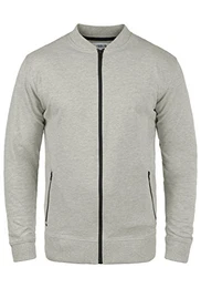 !Solid Taras Herren Sweatjacke Cardigan Ohne Kapuze Mit Reißverschluss Kleinem Stehkragen Und Fleece-Innenseite, Größe:M, Farbe:Light Grey Melange (8242)