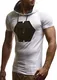 Leif Nelson Herren Sommer T-Shirt mit Kapuze Slim Fit Basic Baumwolle-Anteil Moderner Männer T-Shirt Vintage Hoodie-Sweatshirt-Pulli Kurzarm lang LN775 Weiss Medium