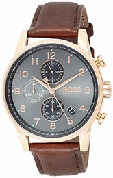 Hugo Herren Chronograph Quarz Armbanduhr mit Lederarmband 1513496