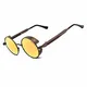 RONSOU Steampunk Stil Rund Vintage Polarisiert Sonnenbrillen Retro Brillen UV400 Schutz Metall Rahmen braun rahmen/gold linse