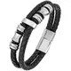 TED COLLINS Herren Armband aus geflochtenem Leder und Edelstahl, Schwarz