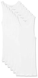 Herren Ärmellose Unterhemden, 6er-Pack, Weiß, M