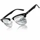 CGID MJ56 Retro Vintage Sonnenbrille im angesagte 60er Browline-Style mit markantem Halbrahmen Sonnenbrille,Schwarzes-Silber