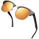 GQUEEN Horn Gestell Halbrahmen Retro Sonnenbrille Herren Damen Polarisiert GQO6