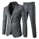 YOUTHUP Herren Anzug Regular Fit Business Anzüge 3-Teilig Anzugjacke Anzughose Weste, Dunkel Grau, Gr.- M