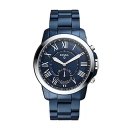 Herren Hybrid Smartwatch Q Grant - Edelstahl - Blau – Analoge Quarz Herrenuhr im klassischen & eleganten Stil mit Smartfunktionen – Für Android & iOS