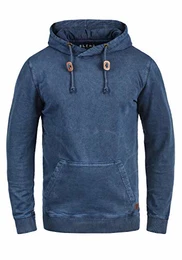 Natsu Herren Kapuzenpullover Hoodie Pullover Mit Kapuze Und Cross-Over-Kragen 100% Baumwolle, Größe:M, Farbe:Navy (70230)