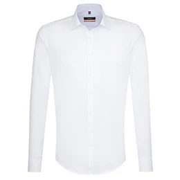 Slim Herren Langarm Bügelfrei Stretch Formal Hemd, Weiß (Weiß 01), 36