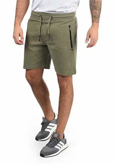 !Solid Taras Herren Sweatshorts Kurze Hose Jogginghose Mit Verschließbaren Eingriffstaschen Und Kordel Regular Fit Ivy Green Melange