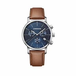 Wenger Herren Urban Classic Chronograph - Swiss Made Analog Quarz Edelstahluhr 01.1743.104