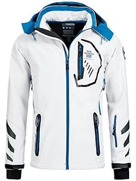 Herren Softshelljacke Terouma abnehmbare Kapuze white/blue XL