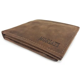 MORIATI Herren Geldbörse Geldbeutel aus Echtleder - Brieftasche Portemonnaie mit 10 Kartenfächern, doppeltes Münzfach & Geldscheinfach, Sichtfenster, hochwertiges Rindsleder in vintage braun