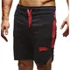 Leif Nelson Gym Herren Shorts Kurze Fitnesshose - Jogginghose Moderne Schwarze Männer Kurze Trainingshose Top Herren Sport-Hose für Bodybuilding Fitness 6328 Schwarz-Rot Small