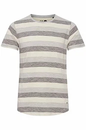 Thicco Herren T-Shirt Kurzarm Shirt Mit Streifen Und Rundhalsausschnitt 100% Baumwolle, Größe:M, Farbe:Monument (2545)