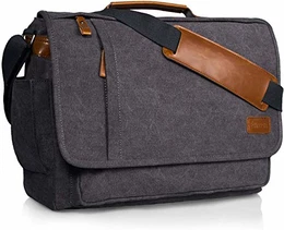 Umhängetasche/Laptoptasche 15.6 Zoll für Arbeit Uni aus Canvas Grau