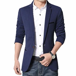 donhobo Herren Sakko Slim Fit Freizeit Blazer Casual Männer Business Anzug Jacke(Blau,M)